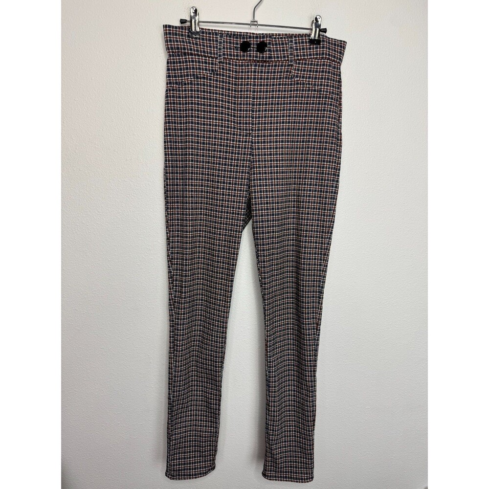 Primark Cares Size 10 Plaid Straight Leg Dress Pants Black Brown High Rise Ankle